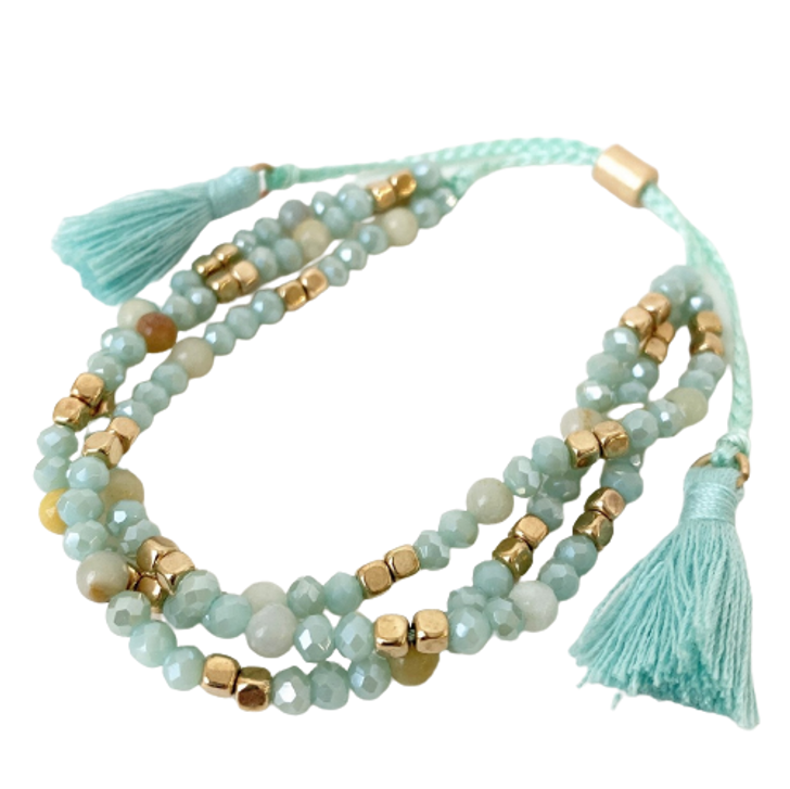 Caracol Multi-Strand Bead Bracelet Turquoise