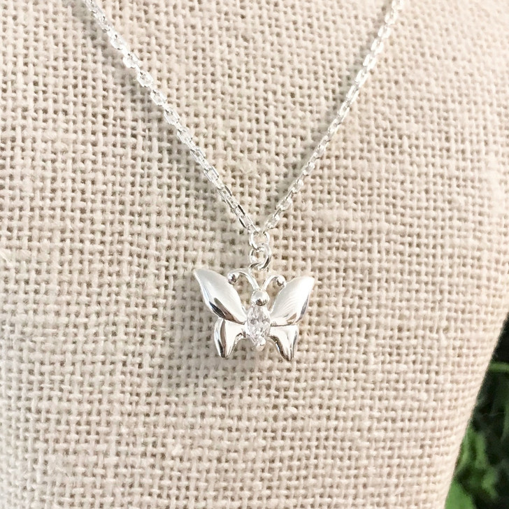 Tashi Silver Butterfly CZ Necklace