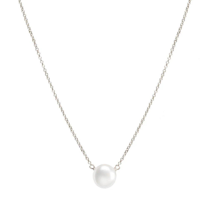 Dogeared I Love Mom Pearl Necklace Silver