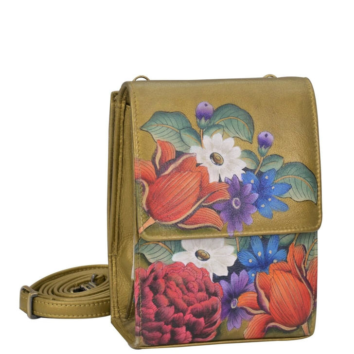 Anuschka Triple Compartment Crossbody Organizer- Dreamy Floral