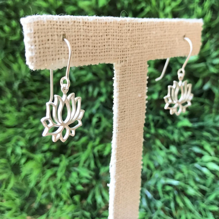 Tashi Brushed Silver Lotus Earrings