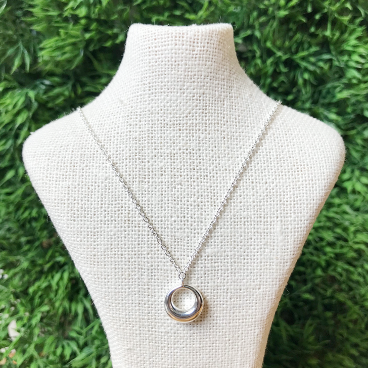 Tashi Silver Puffy Circle Necklace