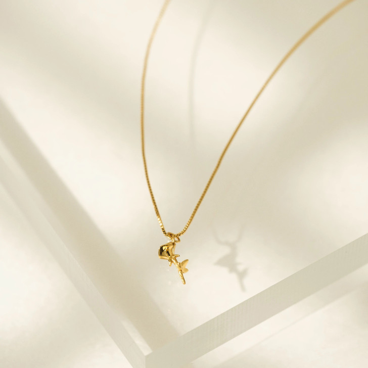 Lover's Tempo Demi-Fine Rose Charm Necklace Gold