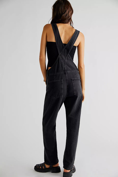 Free People Ziggy Denim Overalls Mineral Black