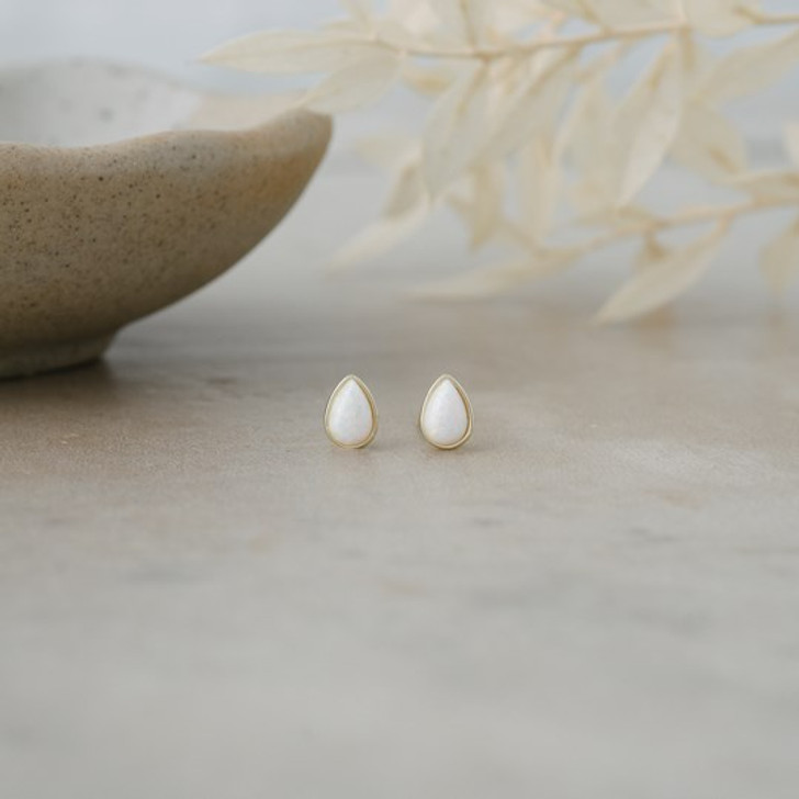 Glee Gold Plated Icy Rain Opalite Teardrop Studs