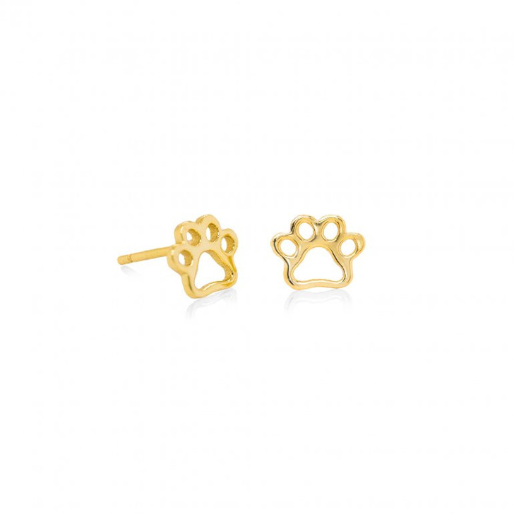 House of Jewellery Paw Print Studs Gold Vermeil