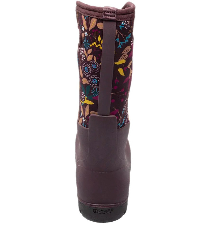 Bogs Women's Neo-Classic Tall Cartoon Flowers Burgundy Multi