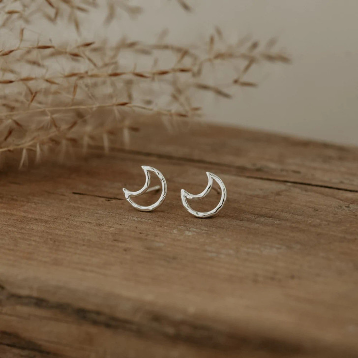 Wild Abandon Silver Plated Moon Silhouette Studs