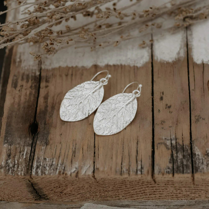 Wild Abandon Silver Plated Elm Leaf Earrings