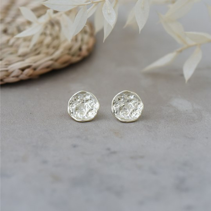 Glee Gold Plated Breanne Textured Circle Studs