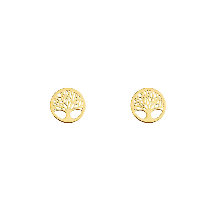 Lost and Faune Gold Plated Circle Tree Studs