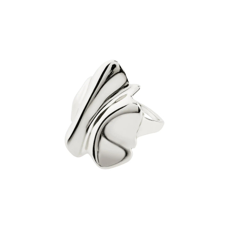 Pilgrim Silver Plated Em Wavy Adjustable Statement Ring