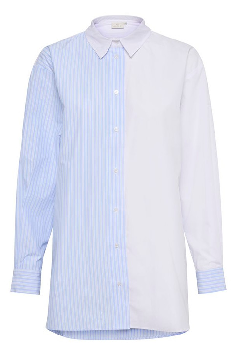 KAFFE KArie Striped Split Blouse Blue/White