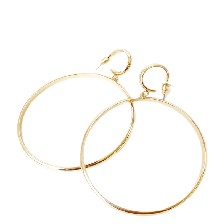 Caracol Shiny Large Dangle Hoops Gold