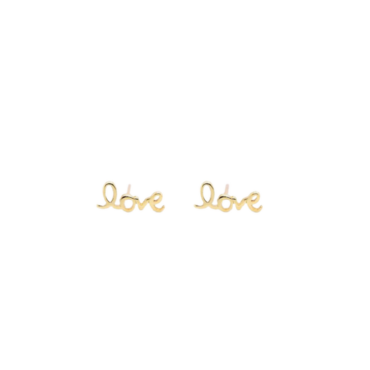 House of Jewellery Tiny Cursive Love Studs Gold Plated