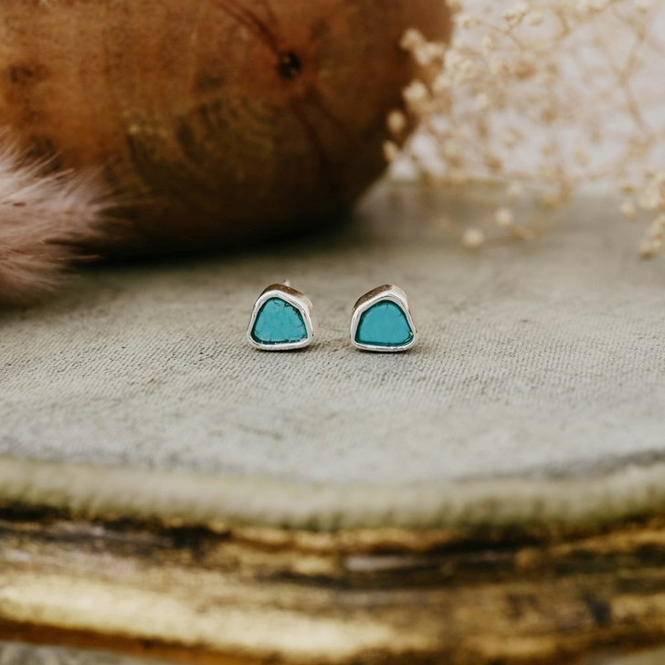 Wild Abandon Silver Plated Fleck Studs Turquoise