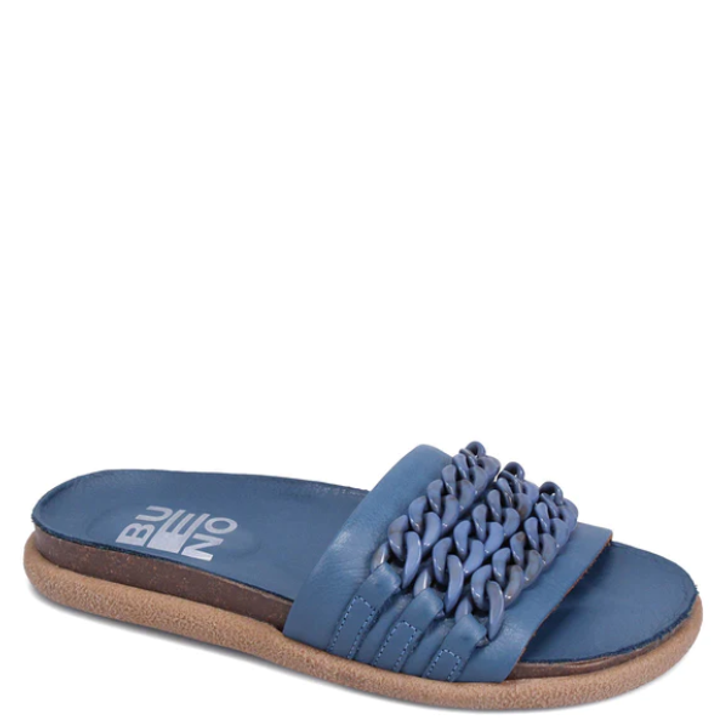 Bueno Emilia Chain Strap Slides Blue