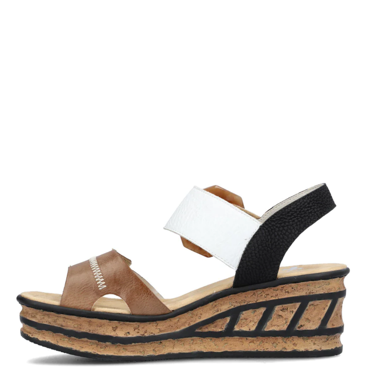 Rieker Rose White & Tan Wedges