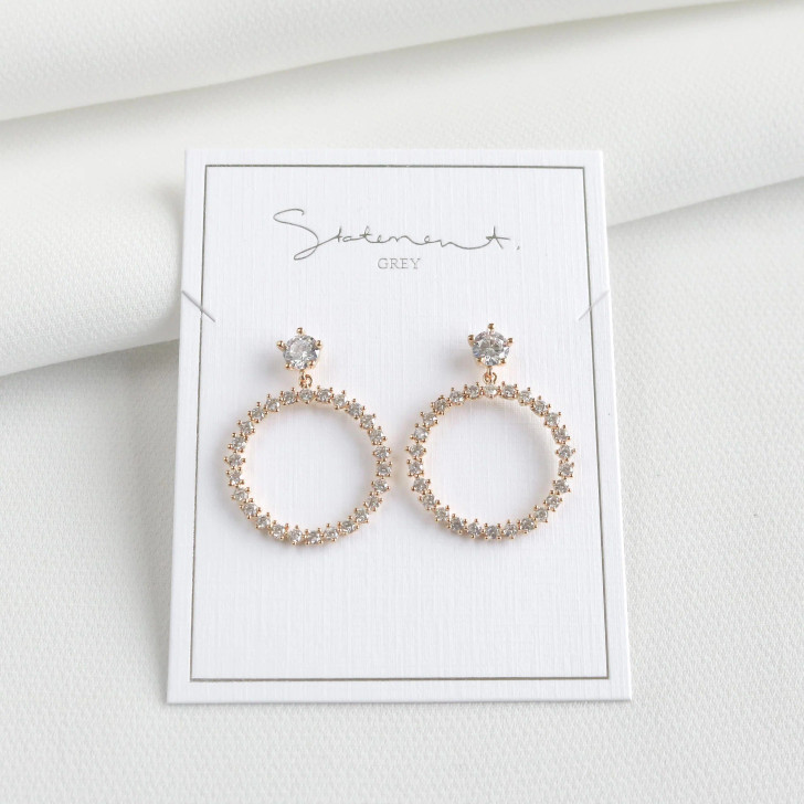 Statement Grey Georgia Dangle Earrings Gold