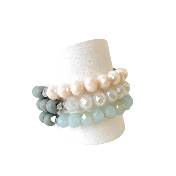 Caracol Pastel Mint Wooden & Glass Beaded Bracelet Set