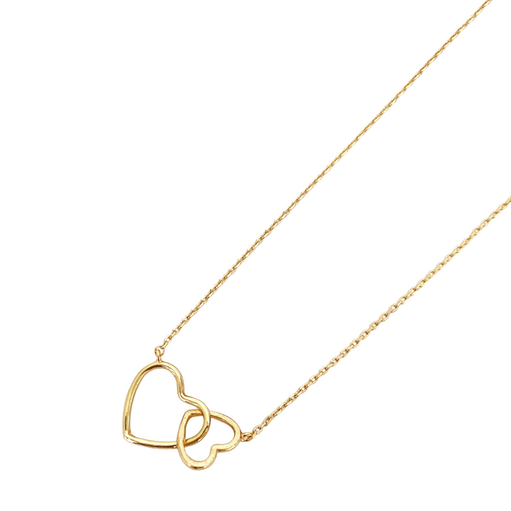 Caracol Gold Double Heart Pendant Necklace