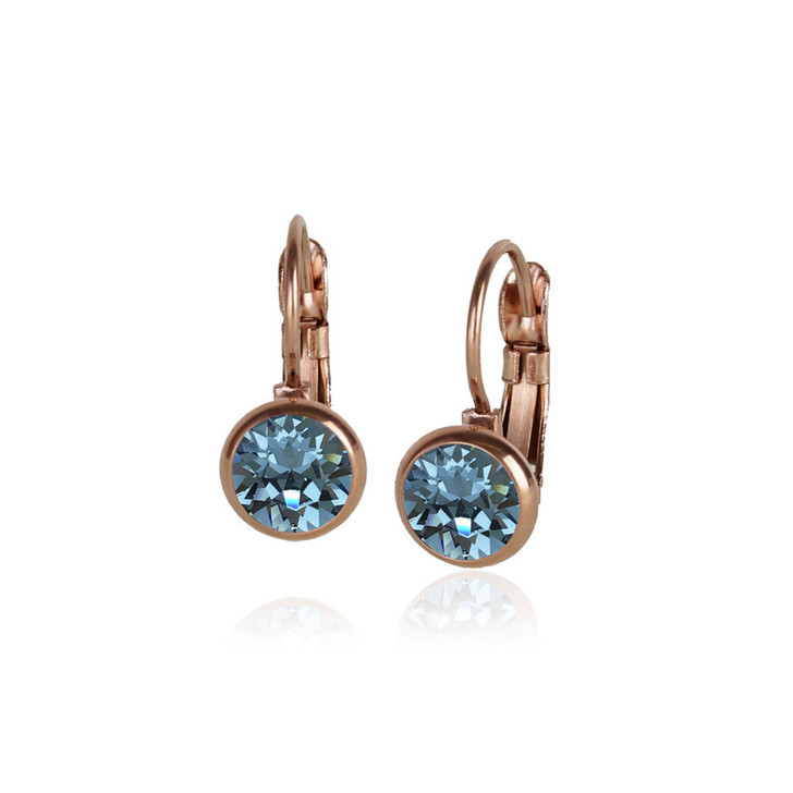 JJ+RR Rose Gold Small Frenchback Earrings Indian Sapphire