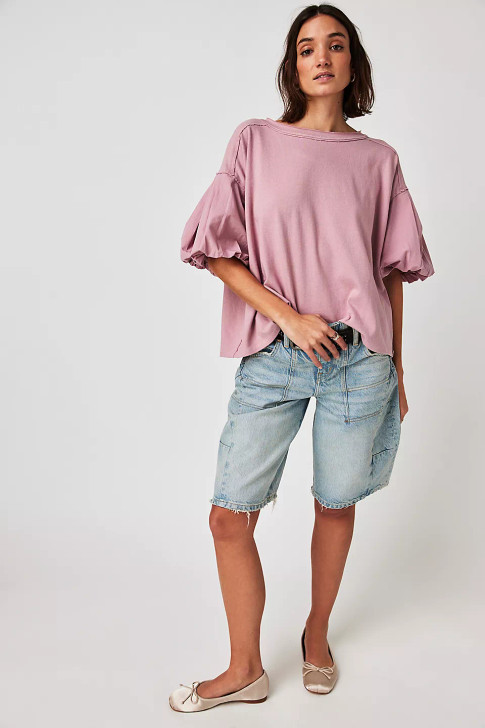 Free People Blossom Tee Mauve Zephyr