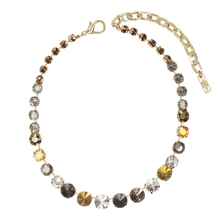 Tova Ima Metallic Crystal Antique Gold Plated Brass Necklace