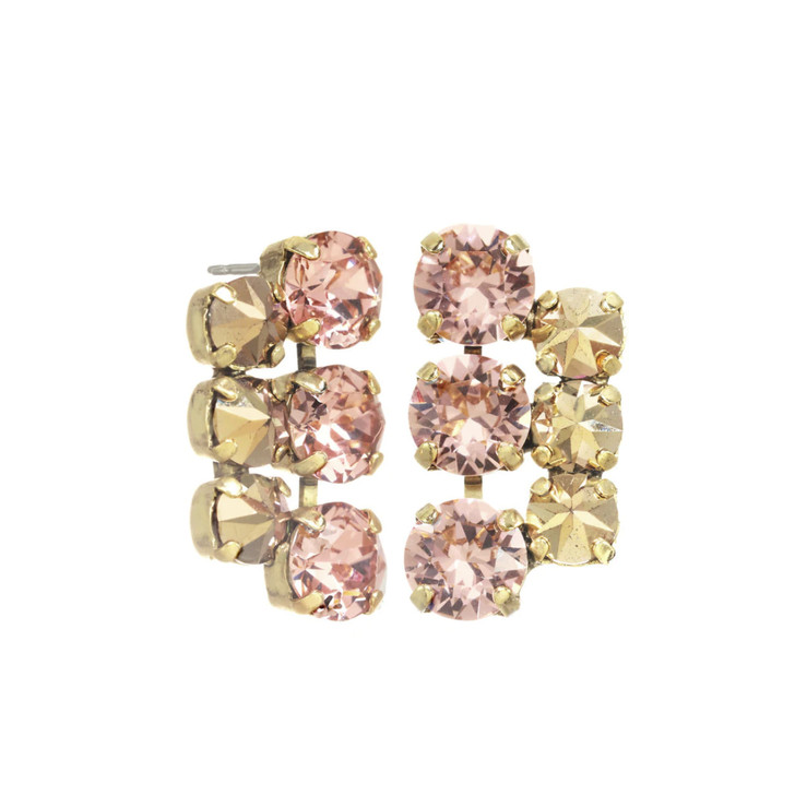 Tova Zoe Vintage Rose Crystal Gold Plated Brass Studs