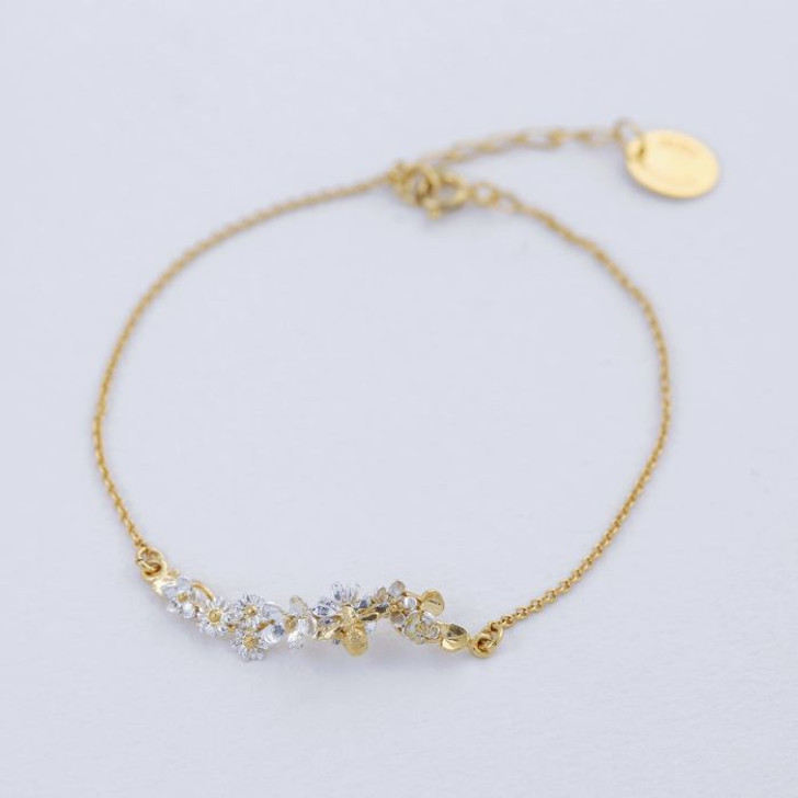 Alex Monroe Gold Plated In-Line Garden Gathering Bracelet With Itsy Bitsy bee