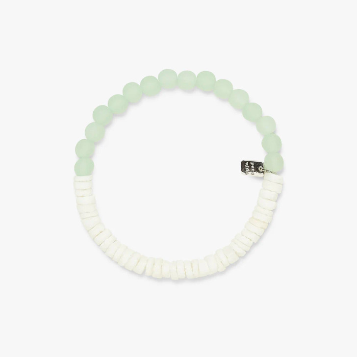 Pura Vida Puka Shell Frosted Bead Bracelet Mint