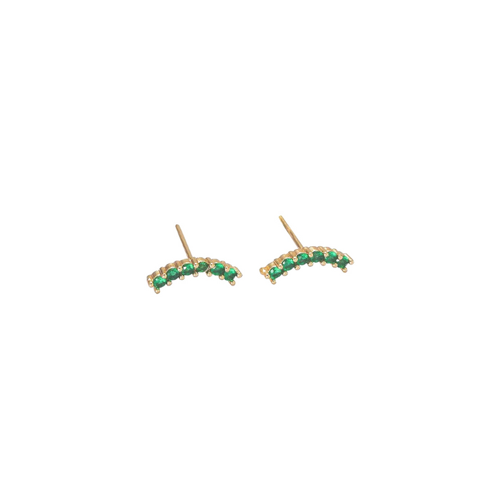 Lost and Faune Gold Plated Half Moon Earrings Green