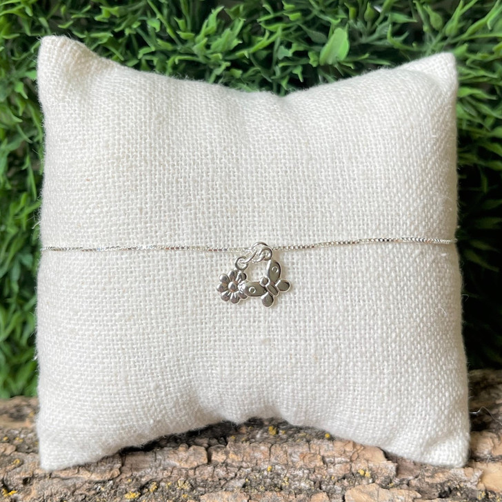 Bamiyan Silver Daisy Box Chain Anklet