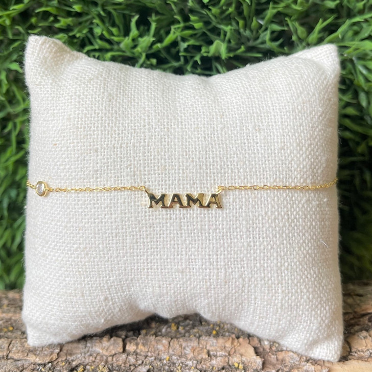 Bamiyan Silver CZ Mama Anklet Gold Plated