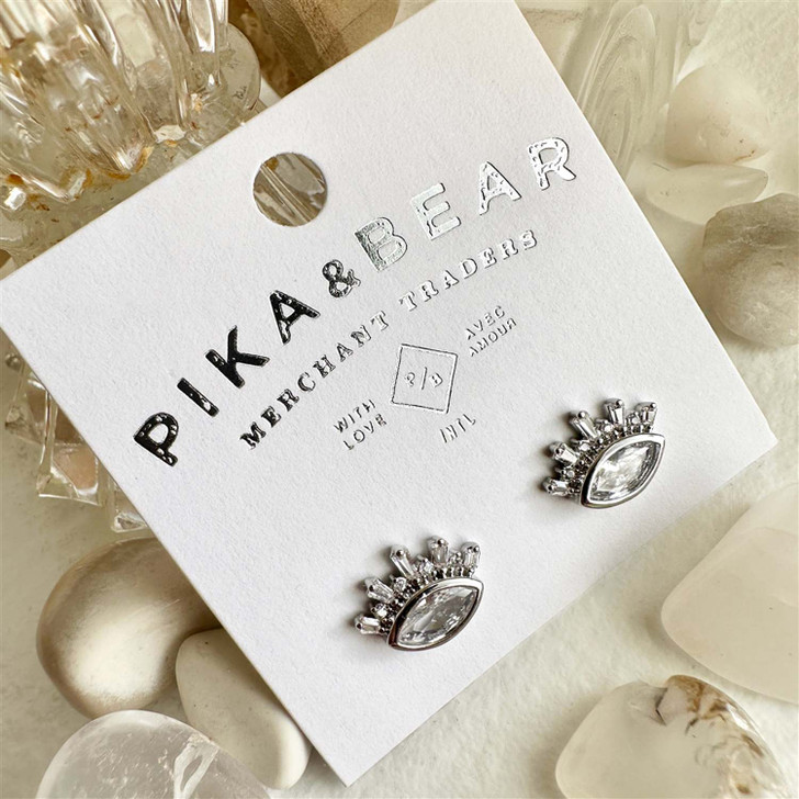 Pika & Bear Knyosis Silver Eye Baguette Stone Studs