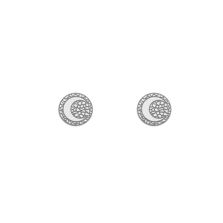 Lost and Faune Sterling Silver Circle Moon Studs