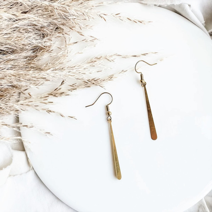 White Birch Brass Drop Earrings