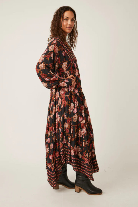 Free People Rows of Roses Maxi Black Combo