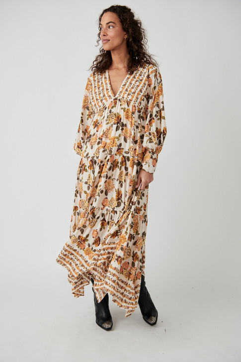 Free People Rows of Roses Maxi Ivory Combo