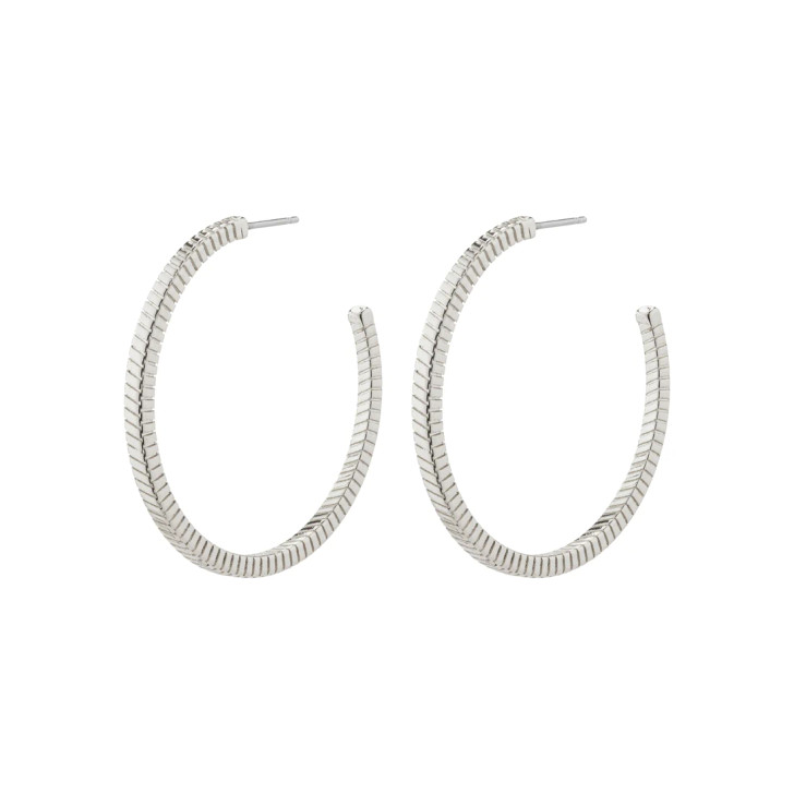 Pilgrim Silver Plated Lidia Large Ridged Hoops