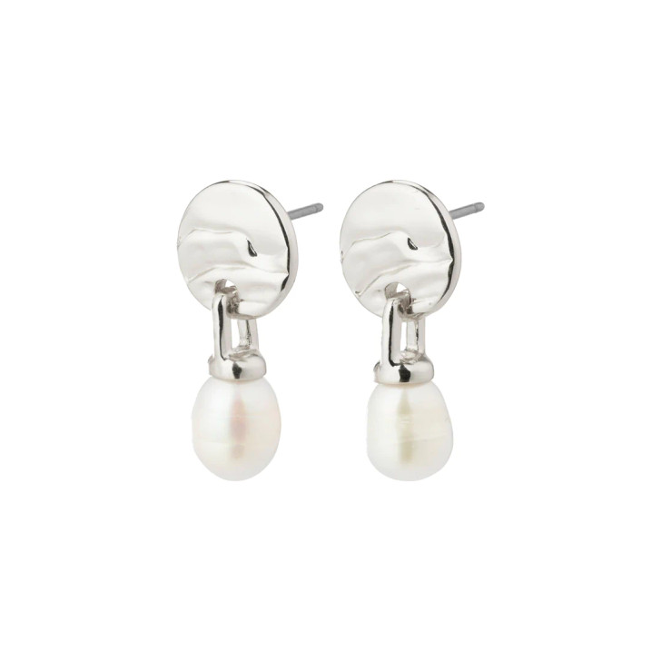 Pilgrim Silver Plated Heat Small Freshwater Pearl Drop Earrings