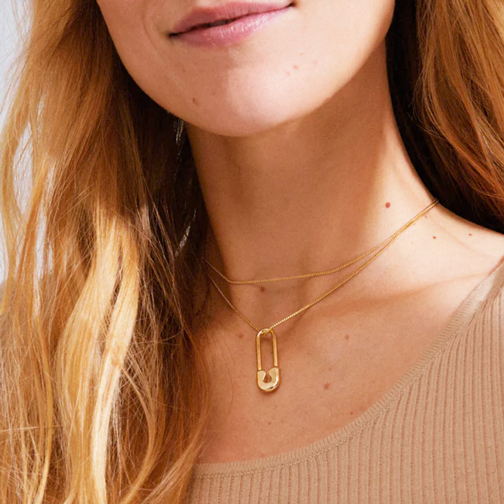 Pilgrim Gold Plated Pace Safety Pin Necklace