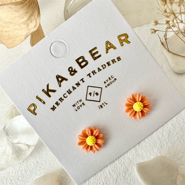 Pika & Bear Bellis Porcelain Daisy Studs Orange