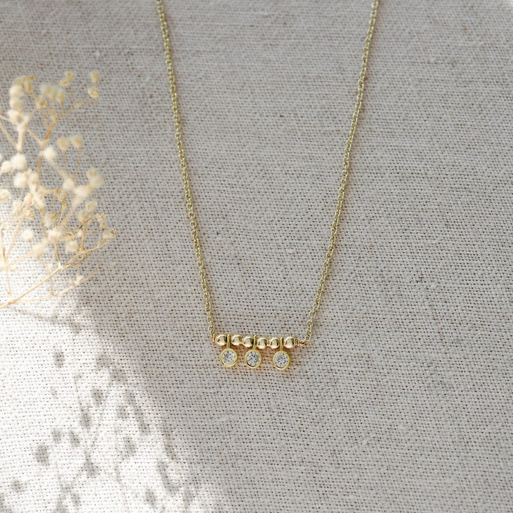 Glee Gold Plated Nia Triple Crystal Necklace