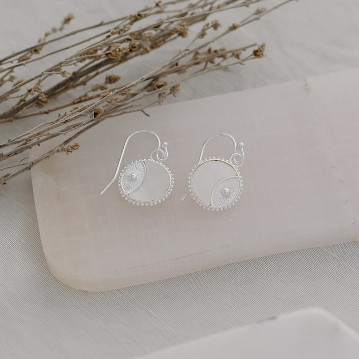 Glee Silver Plated Amara Mother of Pearl Drop Earrings