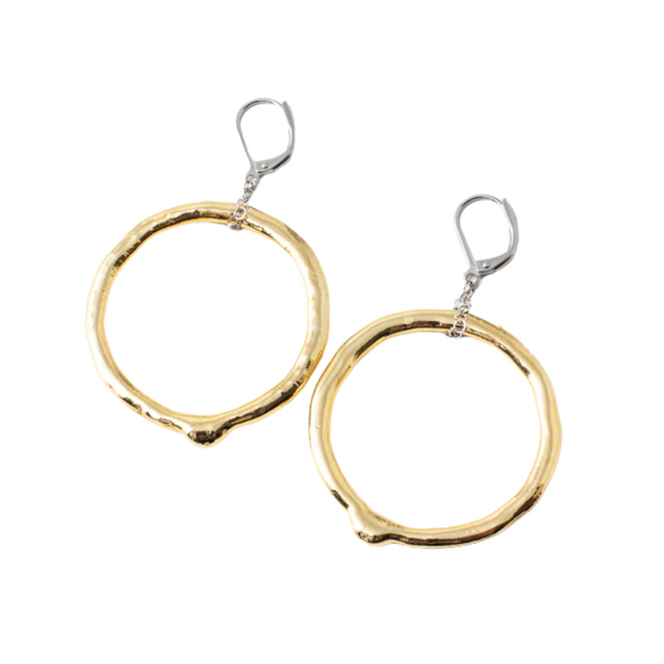 Anne Marie Chagnon Makan Large Silver & Gold Hanging Hoops