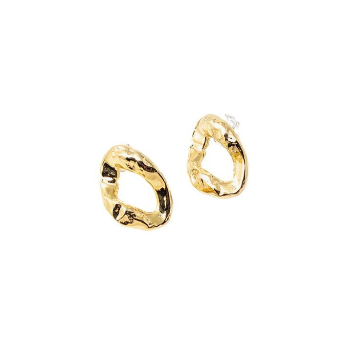 Anne Marie Chagnon Dimou Gold Textured Open Studs