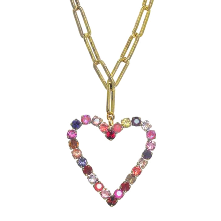 Tova Large Heart Necklace Red Mix