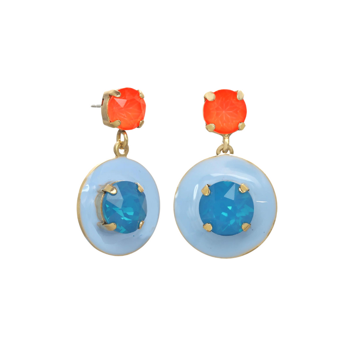 Tova Janie Crystal & Enamel Earrings Blue