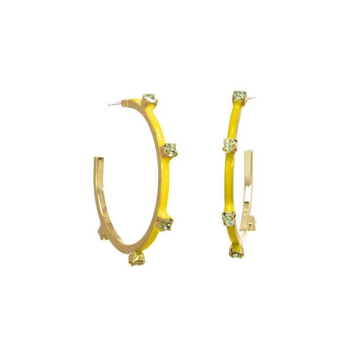 Tova Everly Studded Enamel Hoops Yellow & Mint